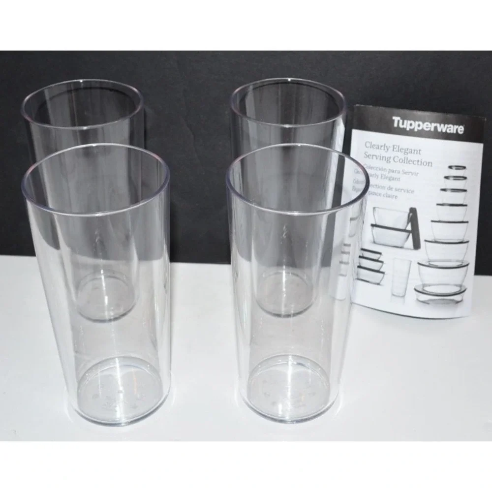 4 New Tupperware Clearly Elegant Tumbler Set Sheer acrylic Plastic set